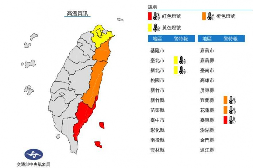 高溫資訊。（圖／中央氣象局）